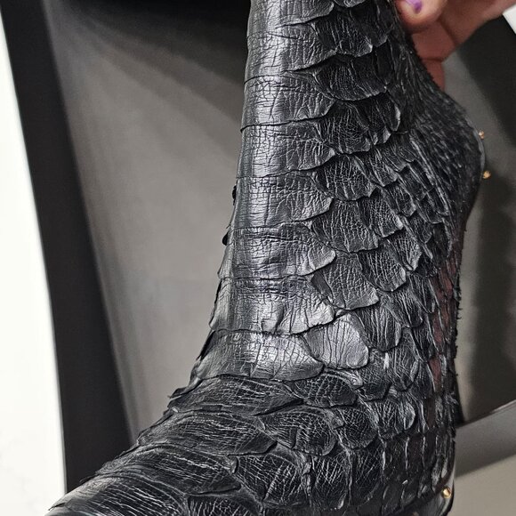 Original Gucci python over-the-knee stretch boots BLACK - Picture 5 of 16